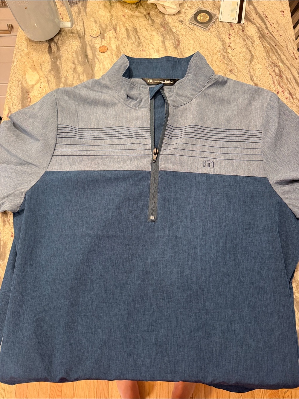 Travis Mathew Heathered Blue Zip Shirt Jacket